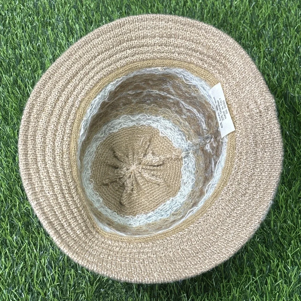 Vintage Italian Wool Blend Cloche Bucket Hat Boho Coastal Luxe Euro Chic - Picture 6 of 8
